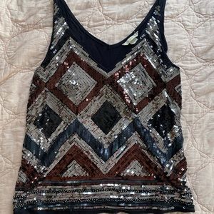 Navy Sequin Tank Top